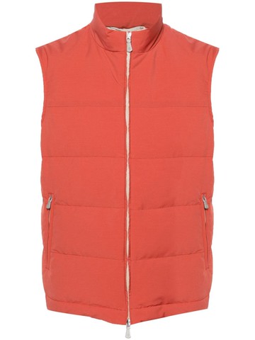 Eleventy - zip-up down gilet - men - Polyamide/Polyester/Wool/Goose Feather/Goose Down - 46 - Orange