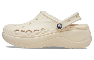 WMNS CROCS BAYA PLATFORM LINED CLOG BEIGE