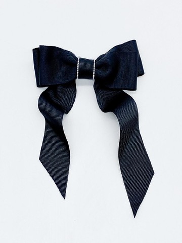 Double-layered Grosgrain Swarovski Crystal Bow Hair Pin (VL4B112010)