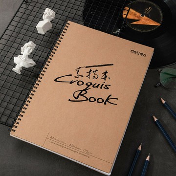 得力 73632素描本豎式繪圖本 寫生本速寫本A4空白繪圖本40頁【益三和】可開發票