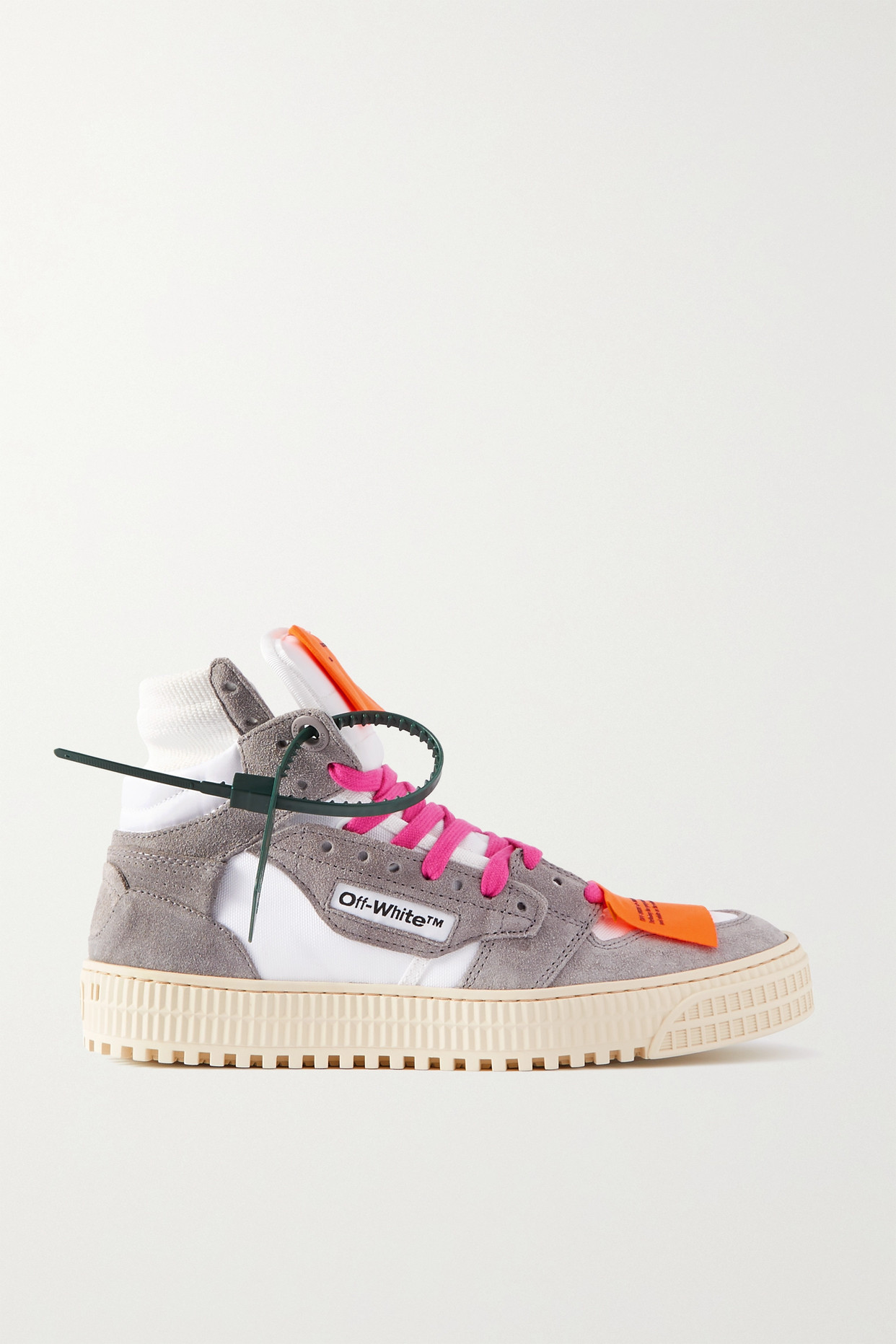 Off-White - Off-court 3.0 Suede-trimmed Canvas High-top Sneakers - Light gray - IT41