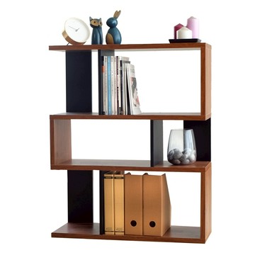 EASYHOME 墨丘利厚板收納展示書櫃 DIY組裝  工業胡桃色 + 黑色  3層  98.7x80x29cm