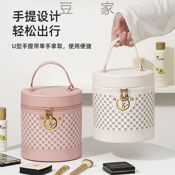 質感旅行化妝包 防水多層分區 便攜式水桶包化妝箱大容量伴手禮化妝包防雨水手提箱