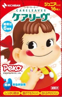 Nichiban Care Leave Waterproof Character Junior Size 16 Sheets Peko-chan