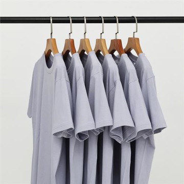 【小白家】莫蘭迪淡紫色重磅不透純棉短袖圓領t恤男女寬松全棉白T