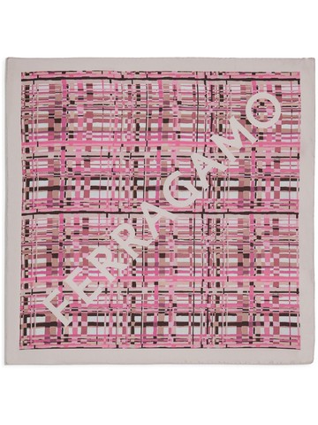 Ferragamo - check-print silk foulard scarf - women - Silk - One Size - Pink