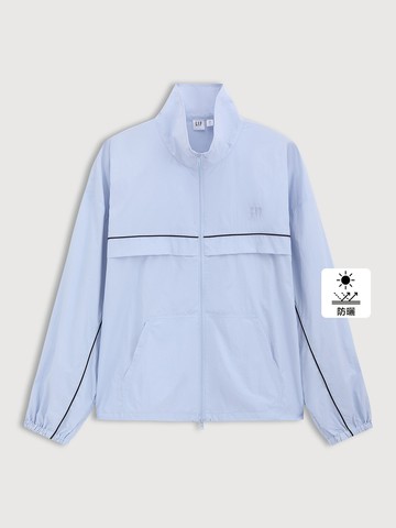 女裝 Logo刺繡防曬立領外套-淺藍色