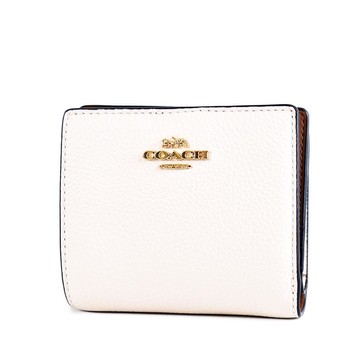 COACH 荔枝紋對開釦式短夾-白色