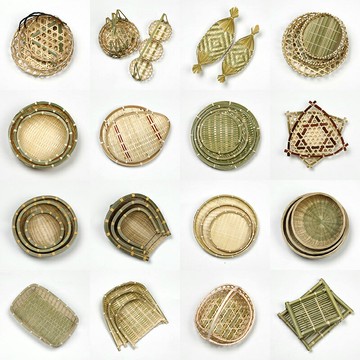 手工竹編制品竹篩竹籃子收納筐水果籃子點心托盤農家用編織圓簸箕