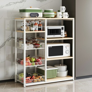 APP下單享點數9% 廚房置物柜落地多層家用收納櫥柜多功能靠墻一體餐邊柜柜子儲物柜