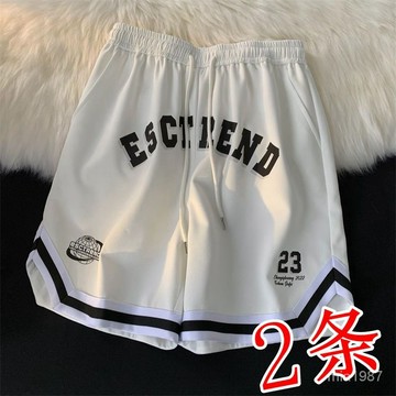 【精品男裝】美式籃球短褲男ins潮牌大褲衩夏季冰絲薄款寬鬆潮流五分褲休閒褲 P24O