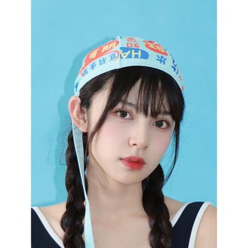 【憑藍 未來可期】防水布泳帽女可調節系帶成人款 舒適護耳不勒頭
