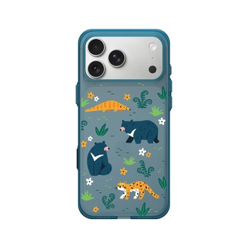 iPhone 17 Pro Max Clear (相機按鈕) 夜幕藍 - RHINOSHIELD X Taipei Zoo - 臺灣山林插畫（臺灣黑熊、穿山甲、石虎）