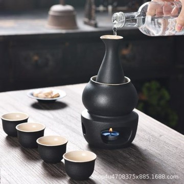中式酒具套裝煮酒器溫酒壺一壺四杯家用待客送禮佳品 可定 制LOGO