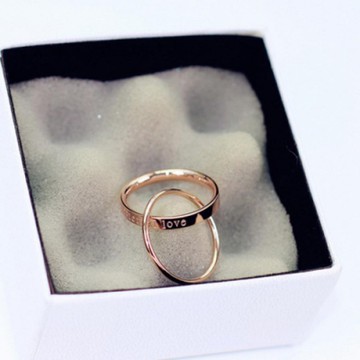 iSFairytale與愛相隨 雙圈鈦鋼玫瑰金戒 13號