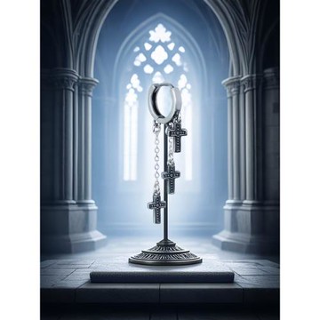 YUKI男士925純銀耳環韓版潮十字架銀耳釘流蘇銀耳扣INS小眾設計女