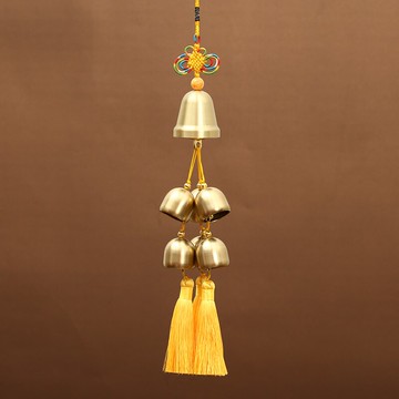 風鈴/掛飾/裝飾 一大六小銅風鈴純銅鈴鐺風鈴掛飾家居房間裝飾掛件化五黃解二黑【CM15926】