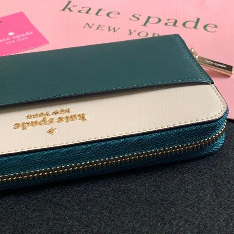 ケイトスペード 財布 長財布 バイカラー グリーン kate spade/WLR00120