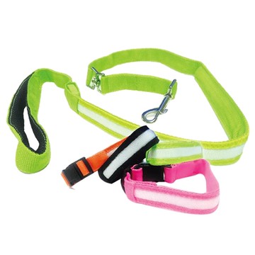 【派樂】LED夜間發光 寵物項圈+牽引繩組(1組) 發光項圈 反光尼龍 寵物帶 狗鏈 狗繩 牽繩 路邊行走安全 散步繩(買1送1)