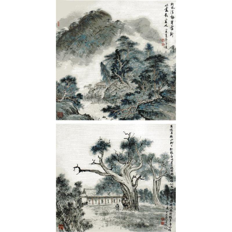 じゅもく　山水画樹法　中国画技法　中国絵画 山水画#26641;法