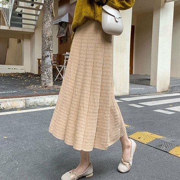 【巴黎精品】現貨+預購 高腰顯瘦半身裙中長裙A字裙子大碼洋裝休閒大尺碼女裝-紋理顯瘦女裙子4色a1lg79