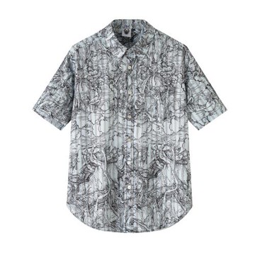 ZKEAZS抽象藝術印花襯衫男士歐美文藝復古花襯衣爸爸裝潮流男裝