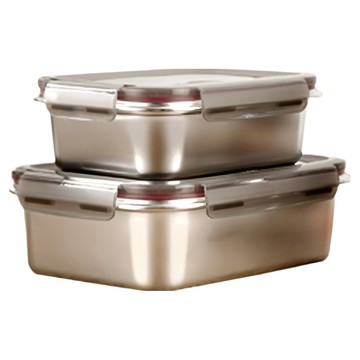 FRANCASINO 弗南希諾 不鏽鋼保鮮盒 304不鏽鋼材質 0.65L/1.3L  2個  1組