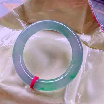 緬甸冰種翡翠手鐲飄花翡翠春帶彩圓條紫羅蘭天然玉石貴妃鐲子女款
