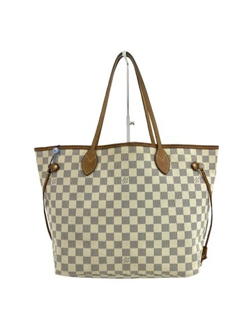 louis vuitton 白色 Neverfull 棋盤格帆布塗層托特包 手提包
