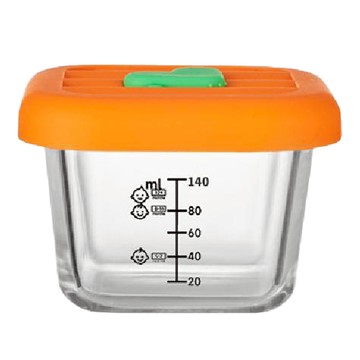 蕉蕉購物 寶寶副食品方形玻璃保鮮盒  1個  活力橙  160ml