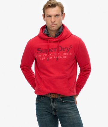 Superdry Men's New York Venue Hoodie Red Size: M
