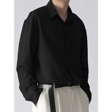 垂墜感免燙白色襯衫男士垂墜感寬松春季長袖襯衣內搭西服西褲男潮