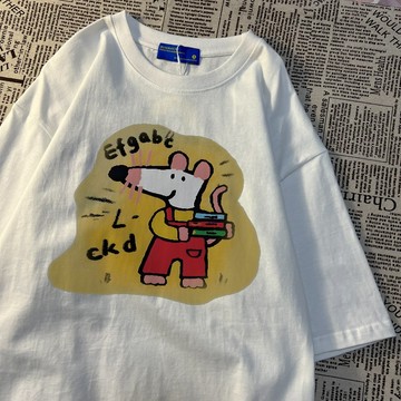 一萬個推薦！短袖 短袖T恤 日系上衣 卡通印花  t恤 寬鬆上衣 顯瘦上衣 日系短袖 設計感上衣 個性上衣 夏天衣服