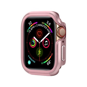 Apple 軍盾防撞 抗衝擊 Apple Watch Series SE/6/5/4 (44mm) 鋁合金雙料邊框保護殼(玫瑰粉)