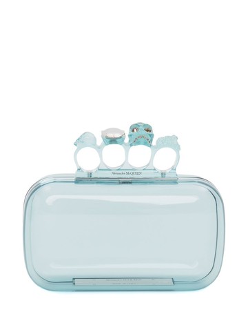 Alexander McQueen - four-ring transparent clutch - women - Eco Brass/Crystal/Polymethyl Methacrylate/Resin - One Size - Blue