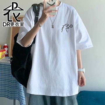 DR更衣室-情侶短T恤 韓版打嗝龍T恤 寬鬆大尺碼8XL 落肩學生 百搭五分袖 短袖上衣【NL622013】