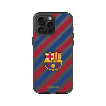 iPhone 15 Pro Max Clear 酷墨灰 - FC Barcelona - Logo - Striped Background