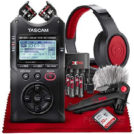 Tascam DR-40X Four-Track Digital Audio Recorder and USB Audio Interface w Accessory Bundle