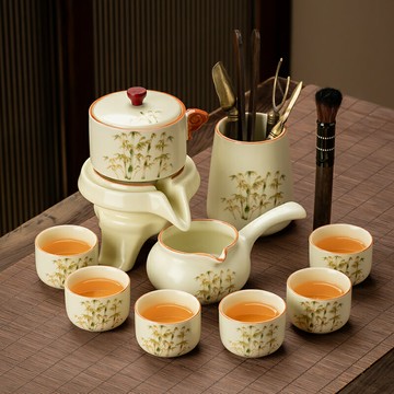 汝窯自動茶具套裝高端陶瓷泡茶壺茶杯中式懶人泡茶神器定制伴手禮