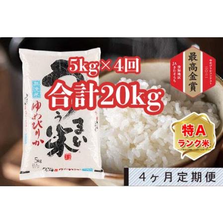 ふるさと納税 うりゅう米「ゆめぴりか（無洗米）」5kg 定期便！毎月1回・計4回お届け 北海道雨竜町