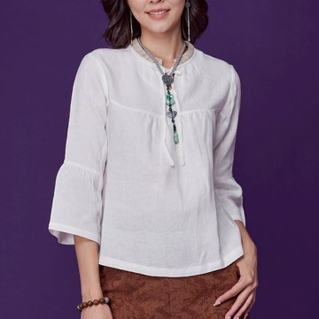 古典美 亞麻綁結上衣【58034】棉麻/亞麻/中國風/漢服/茶禪服