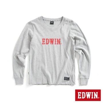 EDWIN 男款 EDGE 光能雜訊LOGO印花長袖T恤(麻灰色)