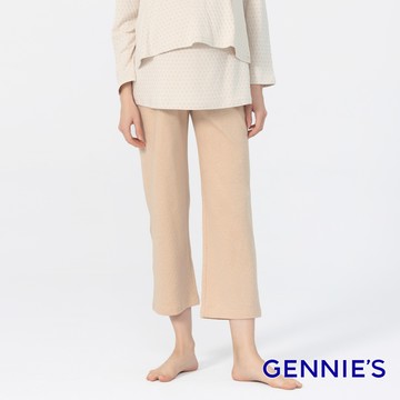 Gennies奇妮 原棉居家孕婦寬褲(卡其TPB06)