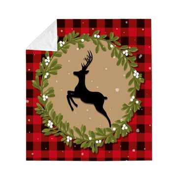 圣誕節紅黑格子印花午休毛毯來圖印刷3D數碼打印法蘭絨空調毛毯