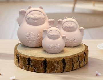 圓滾滾幸運貓團圓版 (大中小三入) 戀愛粉【24小時出貨】