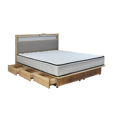 IHouse-日式匠心床頭+收納抽屜底+獨立筒床墊 房間組三件 單大3.5尺古橡