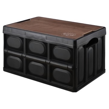 好物良品 戶外居家兩用露營折疊收納箱折疊桌  大款(52 x 33.5 x 28.5cm)  黑色  1個