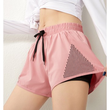 網孔運動短褲  腰顯瘦效果 速乾短褲 健身瑜伽跑步 防走光雙層設計 運動短褲