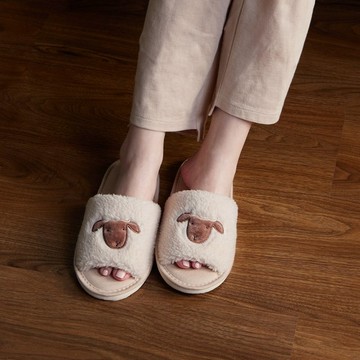 黑鼻羊開口室內拖鞋-羊絨白(M/L)