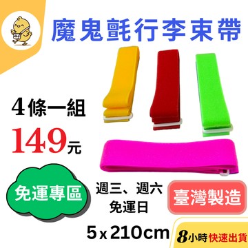 【悠悠趣】魔鬼氈行李束帶 4條1組 149元免運專區 臺灣製造 粘扣帶 行李帶 旅行箱綁帶 出國必備